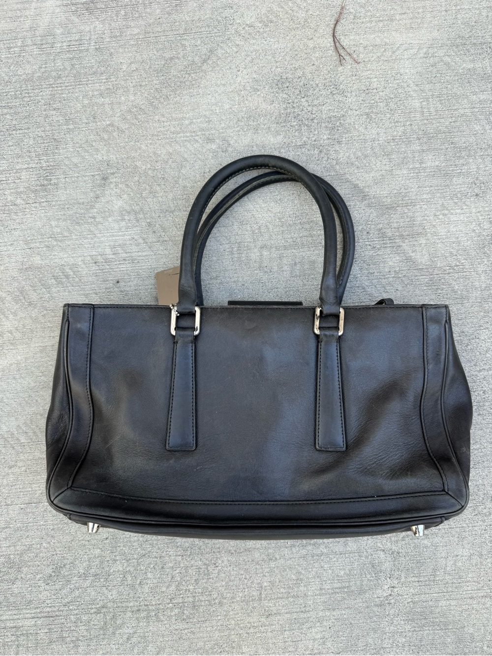 Coach Black Leather Satchel with Silver Accents